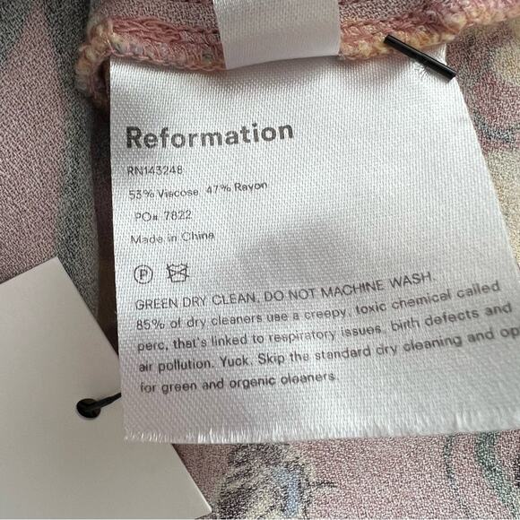 Reformation Jade Dress Midi Conga Tropical Bird Print Pink Yellow Tie Straps - Picture 8 of 10